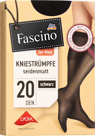 Сатенени 3/4 чорапи, черни, 20 DEN, размер 35-38 Fascino