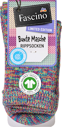 Socken in Strick-Optik mit Umschlagbund blau Gr. 39-42 Fascino