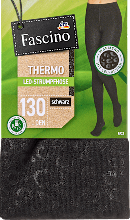 Strumpfhose Thermo mit Leo-Muster & recyceltem Polyester schwarz Gr. 38/40, 130 DEN Fascino