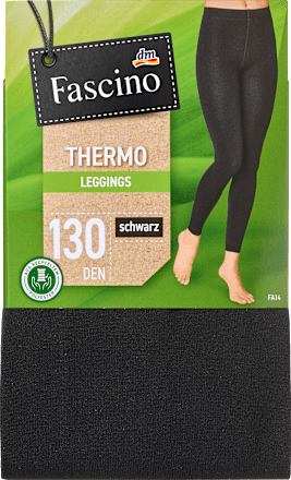 Leggings Thermo mit recyceltem Polyester schwarz Gr. 46/48, 130 DEN Fascino