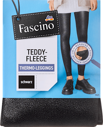 Leggings mit Teddy-Flece & schimmernder Optik schwarz Gr. 46/48 Fascino