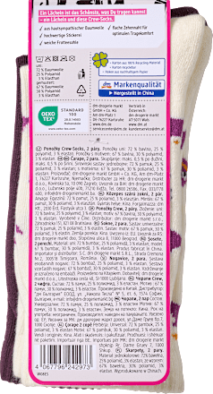 Crew Socken mit Geist- + Fledermaus-Motiv weiß + lila Gr. 39-42 Fascino