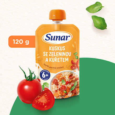 Príkrm kuskus s kuracím mäsom a zeleninou 6m+ Sunar