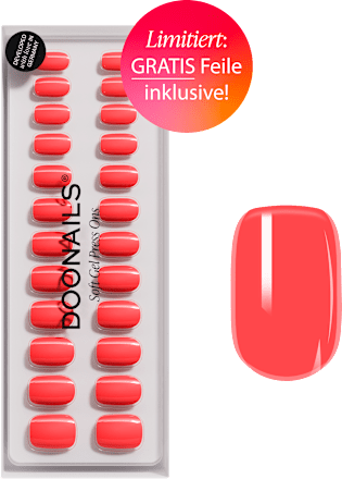 Künstliche Nägel, Soft Gel Press Ons Sunset Coral Doonails