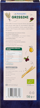 Cracker Grissini mit schwarzen Oliven Viva il Gusto dmBio
