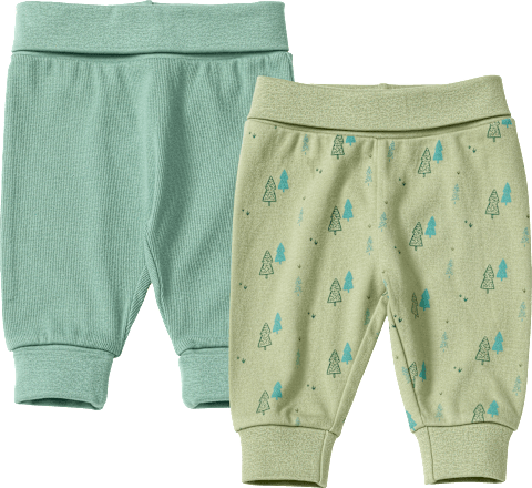 Hosen mit Mitwachsfunktion, Baum-Muster & Ripp-Struktur, grün, Gr. 62 ALANA