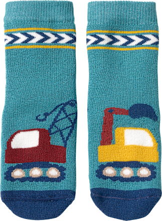 Stoppersocken mit Bagger-Motiv, grün, Gr. 23/24 ALANA