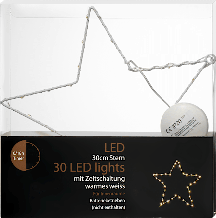 LED Metallstern warmweiß, weiß, (30 cm) Dekorieren & Einrichten