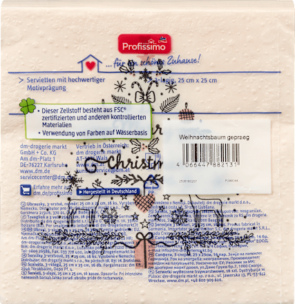 Cocktailservietten "Weihnachtsbaum" (25x25 cm) Profissimo