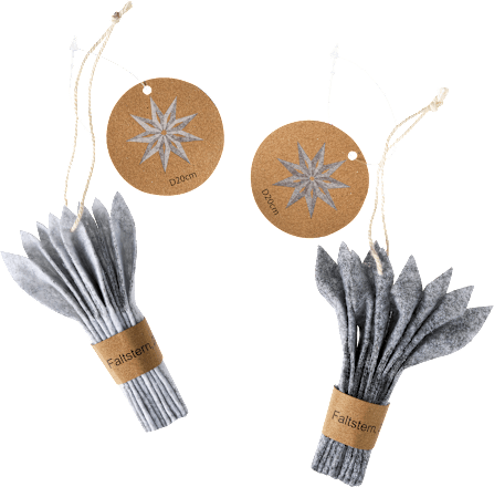 Filzstern mit Klettverschluss, faltbar, grau BOLTZE