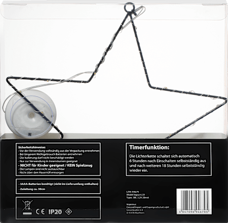 LED Metallstern warmweiß, schwarz (30 cm) Dekorieren & Einrichten