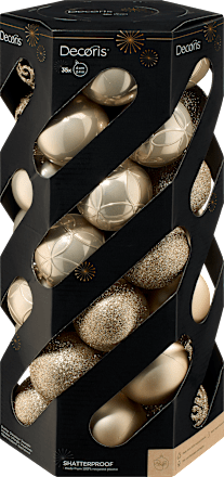 Kugel aus Kunststoff, gerillt geformt, glanz-matt-beglittert, perle Dekorieren & Einrichten