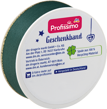 Geschenkband mit Goldrand, grün Profissimo