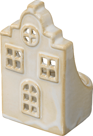 Teelichthalter aus Keramik, Giebelhaus, creme Dekorieren & Einrichten