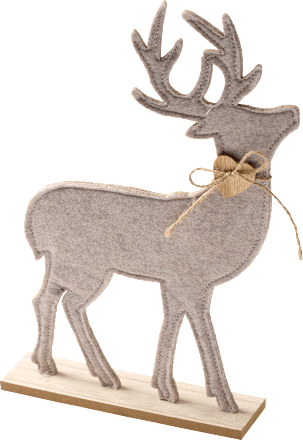 Filzaufsteller, Hirsch mit Holzherz, beige BOLTZE