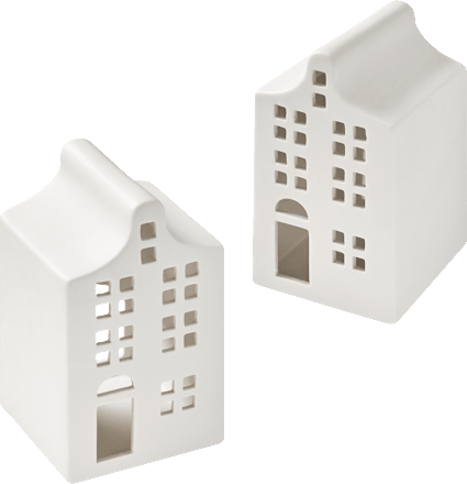 Windlicht aus Keramik, Giebelhaus, weiß-matt Dekorieren & Einrichten