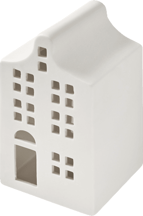 Windlicht aus Keramik, Giebelhaus, weiß-matt Dekorieren & Einrichten