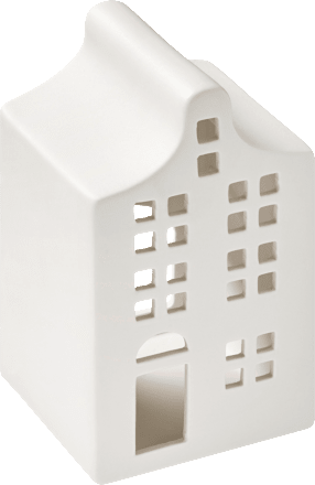 Windlicht aus Keramik, Giebelhaus, weiß-matt Dekorieren & Einrichten