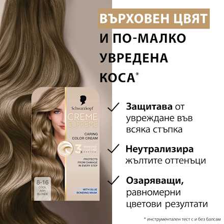 Боя за коса Creme Supreme - Nr. 8-16 Пепеляво светло русо Schwarzkopf CREME SUPREME