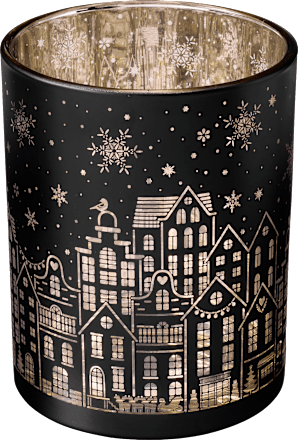 Kerzenhalter aus Glas, schwarz-gold (12 cm) Dekorieren & Einrichten