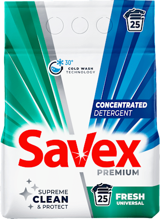 Прахообразен перилен препарат за цветни и бели тъкани Fresh 2in1, 20 пранета Savex