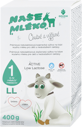 Počiatočná dojčenská mliečna výživa Naše kozie mlieko Low Lactose 1 Goldim
