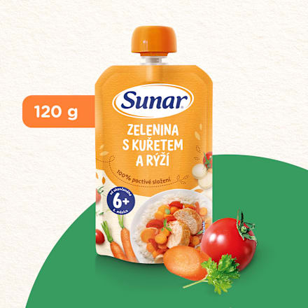 Príkrm zelenina s kuraťom a ryžou 6m+ Sunar
