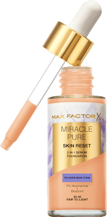 Podkład pielęgnujący z serum Miracle Pure 2 w 1 Skin Reset nr 30-40 Fair to Light  MAX FACTOR