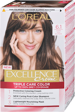 Barva za lase, 6.1 Dark Ash Blonde L'ORÉAL PARiS EXCELLENCE Creme