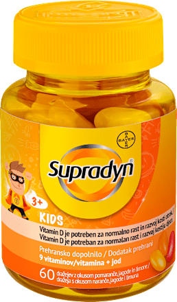 Prehransko dopolnilo z vitamini in minerali Kids, v obliki dražejev Supradyn