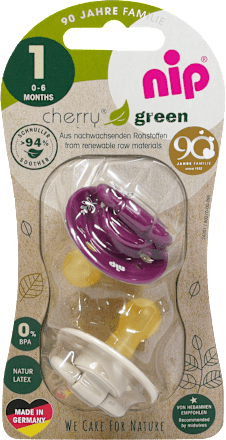Schnuller cherry green lila/beige 0-6 Monate Nip