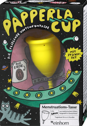 Papperlacup Menstruationstasse Gr. M einhorn