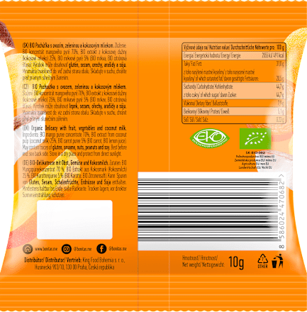 Liofilizowana przekąska mango-kokos-marchew BIO, po 1. roku BONITAS ORGANIC