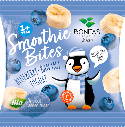 Liofilizowana przekąska borówka-banan-jogurt BIO, po 1. roku BONITAS ORGANIC