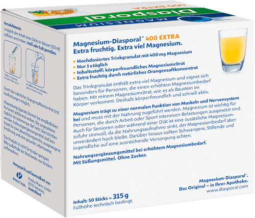 Magnesium-Diasporal 400 EXTRA Trinkgranulat Sticks 50 St Diasporal