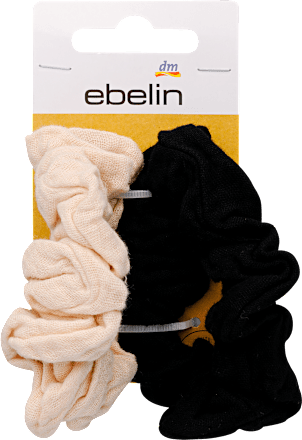 Muszlin scrunchie (skunci) hajgumi szett, fekete és bézs ebelin