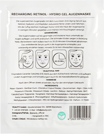 Augenpads Recharging Retinol (1 Paar) Yeauty