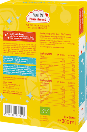 Kindersnack Fruchtpüree Eis ab 3 Jahren (10x30 g) FRUCHTBAR Pausenfreund