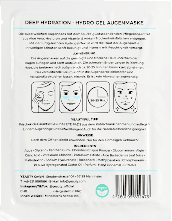 Augenmaske Deep Hydration (1 Paar) Yeauty