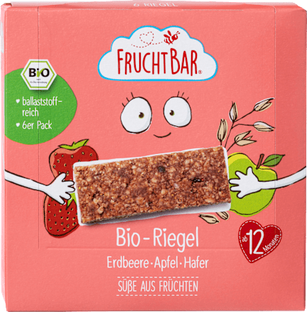 Fruchtriegel Bio Erdbeere, Apfel und Hafer ab 12 Monaten FruchtBar