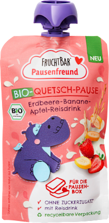 Quetschie Bio Pausenfreund Erdbeere, Banane, Apfel und Reisdrink ab 3 Jahren FRUCHTBAR Pausenfreund