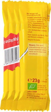 Fruchtriegel mit Getreide Aprikose, Apfel, Hafer, ab 1 Jahr, (4x23 g) FruchtBar