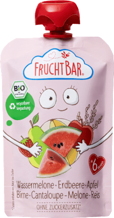 Quetschie Wassermelone, Erdbeere, Apfel, Birne & Reis ab 6 Monaten FruchtBar