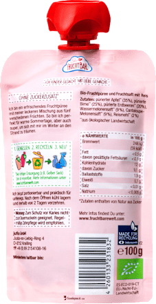 Quetschie Wassermelone, Erdbeere, Apfel, Birne & Reis ab 6 Monaten FruchtBar