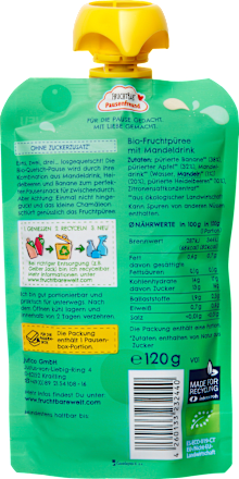 Quetschie Bio Pausenfreun Heidelbeere, Banane, Apfel und Mandeldrink ab 3 Jahren FRUCHTBAR Pausenfreund