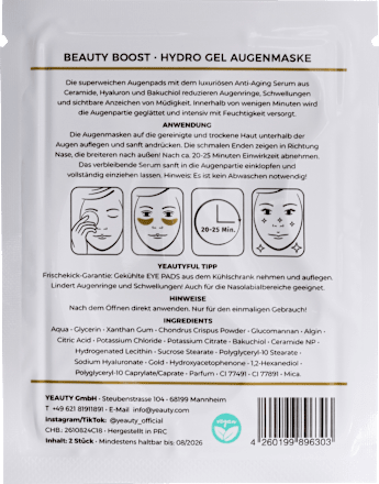 Patch occhi in idrogel Beauty Boost con Collagene YEAUTY