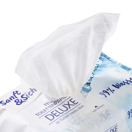 Vlažni toaletni papir s 99 % vode Sanft&Sicher