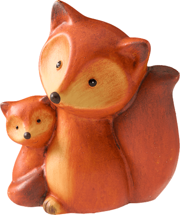 Keramikfuchs mit Kind (12,5 cm) Dekorieren & Einrichten