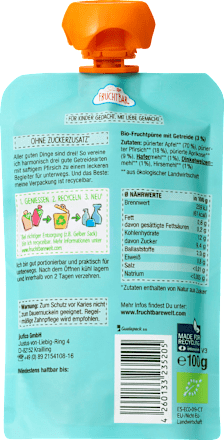 Quetschie Pfirsich-3-Korn, ab 6 Monaten FruchtBar