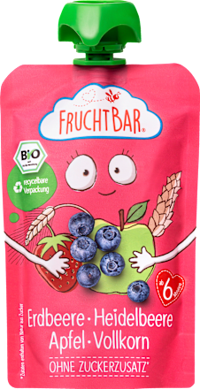 Quetschie Erdbeere, Heidelbeere, Apfel & Vollkorn ab 6 Monaten FruchtBar